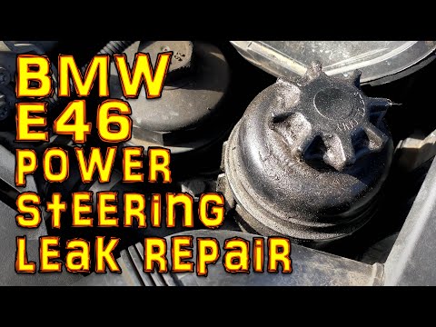 Видео: Замена шланга и бачка гидроусилителя руля BMW E46. Ремонт шланга гидроусилителя руля 325ci 2005 г...