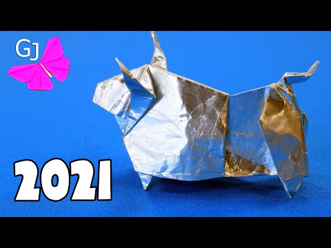 Видео: Оригами Бык из бумаги / Символ 2021 нового года
