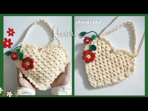 Видео: ВЯЗАНИЕ КРЮЧКОМ: СУМКА-СЕРДЦЕ (СУБТИТРЫ)