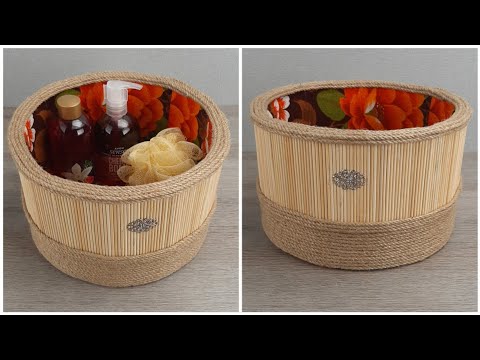 Видео: Роскошная корзина из шнура и деревянных шпажек