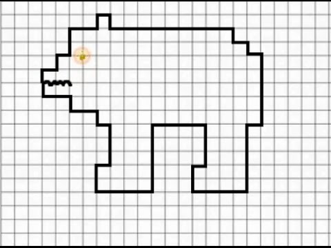 Видео: Медведь (графический диктант по клеточкам), рисуем по клеточкам медведя
