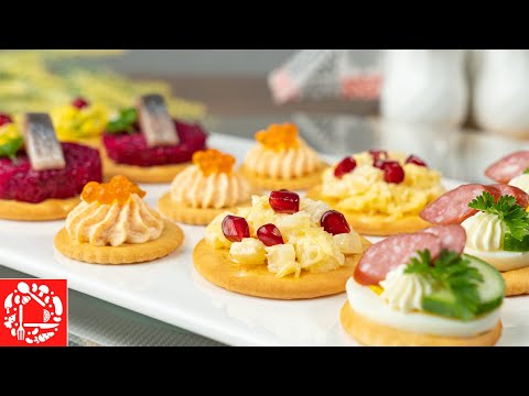 Видео: 5 ЗАКУСОК НА КРЕКЕРАХ на Праздничный Новогодний стол! Красиво, Вкусно и Бюджетно!