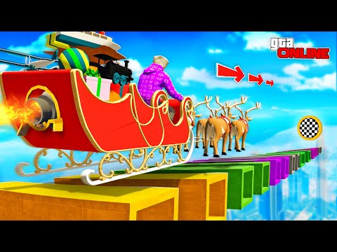 Видео: КАК ДАЛЕКО ТУРБО-САНИ ДЕДА МОРОЗА СМОГУТ ПРОЕХАТЬ ПО СЛОМАННОЙ ДОРОГЕ? ЭКСПЕРИМЕНТЫ ГТА 5