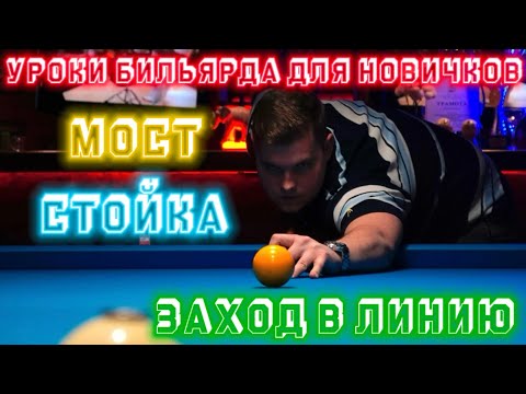 Видео: Уроки бильярда / Пул / Стойка, мост, заход в линию удара и другие фишки.