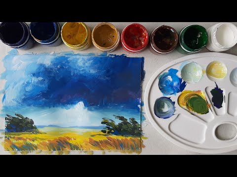 Видео: Малюємо пейзаж  ГРОЗА/Paint a landscape