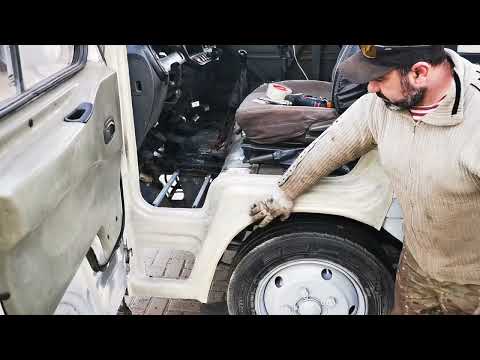 Видео: Примерка водительской арки (крыла) из стеклопластика Hyundai County Автодом.