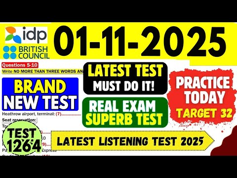 Видео: Практический тест IELTS Listening 2025 с ответами | 01.11.2025 | Номер теста: 1264