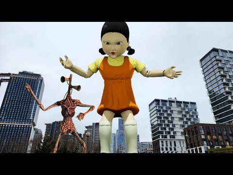 Видео: КУКЛА из ИГРЫ В КАЛЬМАРА против СИРЕНОГОЛОВОГО Кто победит?