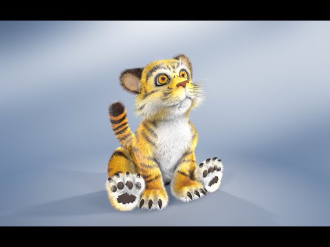 Видео: Тигрёнок, символ года, моделирование с Cinema 4d, покраска модели в 3D Coat, работа с шерстью