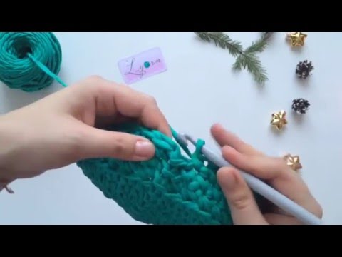 Видео: Вязаная корзинка крючком из трикотажной пряжи Урок-3 стенки