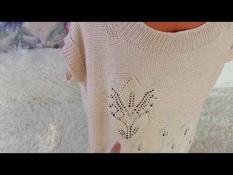 Видео: ФУТБОЛКА ИЗ ПОЛУХЛОПКА С ЛИСТИКАМИ.🧶🌿КАК ВЯЗАЛА.