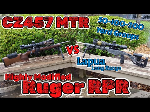 Видео: CZ457 MTR против сильно модифицированного Ruger RPR. Группы 50-100-200 ярдов, стрельба из Lapua L...