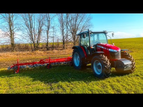 Видео: Massey Ferguson 6713 и штригельная борона Aktywator 12