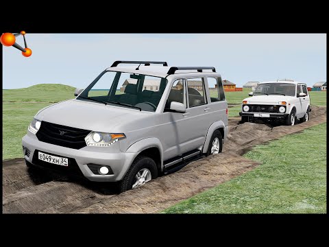 Видео: УАЗ и НИВА ЕДУТ На РЫБАЛКУ! Доедут? - BeamNg Drive