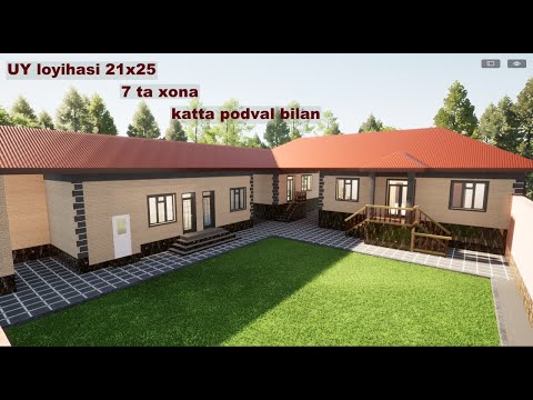Видео: Кишлок шароитига мос 8 хонали уй лойихаси 21х25 / Variant №73