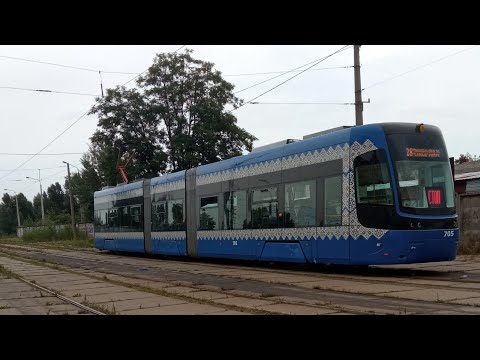 Видео: Киевский трамвай PESA бортовой номер 705 маршрут номер 28 обратно запись полного маршрута.