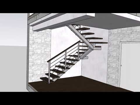 Видео: П-образная лестница с забежными ступенями. Поворот 180