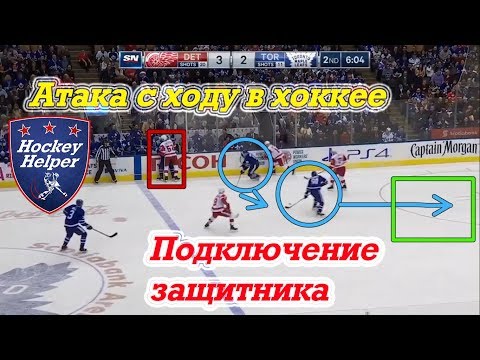 Видео: Атака с ходу с подключением защитника в хоккее. Нюансы обороны