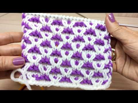 Видео: Ленивый жаккард с эффектом 3D. Вязание спицами.