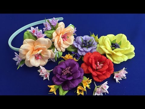 Видео: Ribbon flowers/Flores de cintas/Цветы из лент