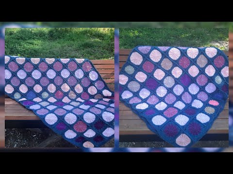 Видео: Плед "Конфетти" из остатков пряжи./МК мотива.