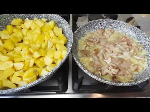 Видео: Жареная картошка с грибами  с маслятами .Очень вкусная  жареная картошка.     Лесные грибы.
