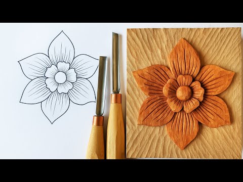 Видео: Проект резьбы по дереву для начинающих: вырезать простой цветок с помощью стамесок BeaverCraft
