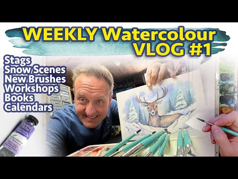 Видео: Акварельный видеоблог №1 — рисуем животных, снежные пейзажи, Гарри Поттера, новые кисти и мастер-...