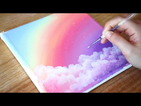 Видео: Мечтательный день 🌈Rainbow Sky & Clouds | Шаг за шагом Акриловая Живопись #144