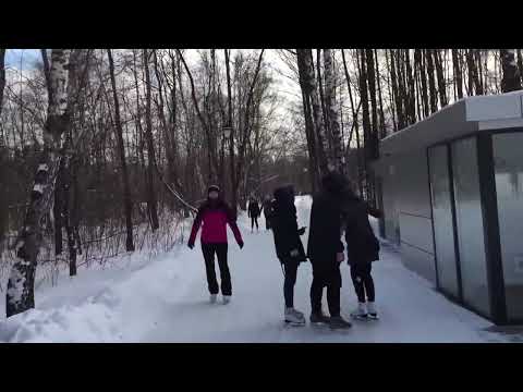 Видео: ⛸ На коньках по тропинкам в парке Сокольники