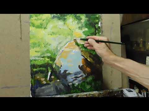 Видео: Картина маслом: "Быстрый ручей в Тени"!