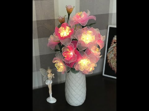 Видео: #светильникиизкапрона МК Ночник "а-ля Лотос" Цветы из капрона/ Часть 2