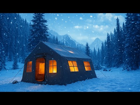 Видео: Снежные Горы — Уютная Ночь в Надувной Палатке