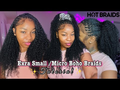 Видео: Учебное пособие по плетению очень маленьких / микрокудрявых косичек в стиле бохо. Только для объё...