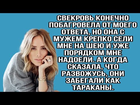 Видео: свекровь конечно побагровела от моего ответа, но она с мужем крепко сели мне на шею и уже порядком..