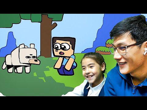 Видео: Раяна екеуміз майнкрафт мультик көрдік (Реакция) #1