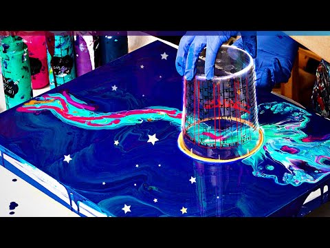 Видео: КОСМИЧЕСКОЕ ПУТЕШЕСТВИЕ! Серия «Прорыв» ~ Акриловая заливка ~ Жидкий акрил с легким 3D-эффектом