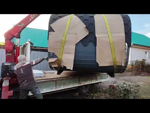 Видео: Устанавливаем баню бочку на участок. Скоро будем париться))) #башкортостан #банябочка #102бани 