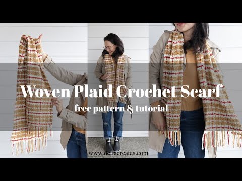 Видео: Вязаный крючком шарф в клетку — бесплатная выкройка