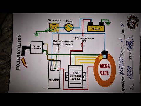 Видео: ІЖ-56. CDI. MEGA VAPE. Eлектрсхема з АКБ. Електро проводка з нуля. Замок запалення/зажигания ИЖ, МТ.
