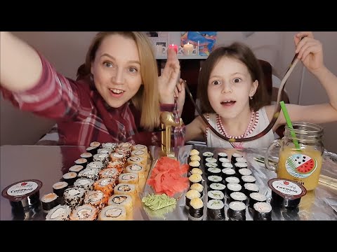 Видео: Мукбанг/ РОЛЛЫ🍣 64 шт./Челлендж кто больше сьест🤔/Воспоминания🥰 Незабываемые ощущения💕