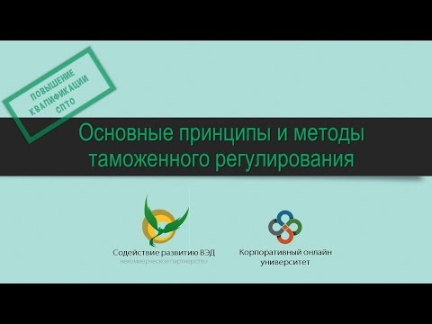 Видео: Основные принципы и методы таможенного регулирования