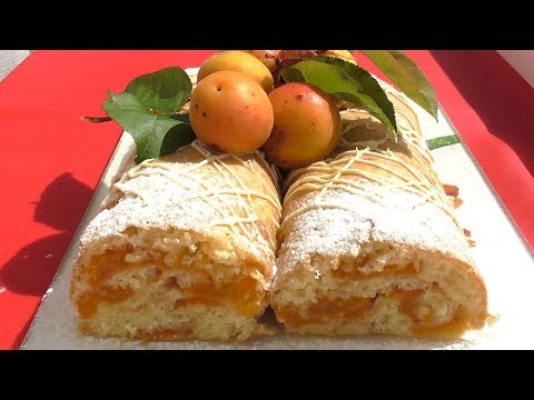 Видео: Абрикосовый рулет! ВКУСНЫЙ,СОЧНЫЙ,НЕЖНЫЙ!!! Рулет из абрикосов!!!