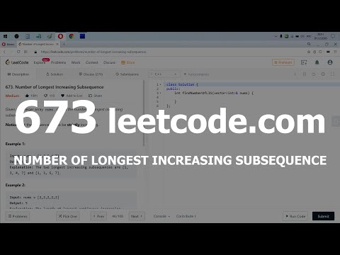 Видео: Разбор задачи 673 leetcode.com Number of Longest Increasing Subsequence. Решение на C++