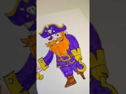Видео: Как рисовать пирата. #пират#art#рисуемсмалышами#felt-tippens#piratesdrawing#pirates