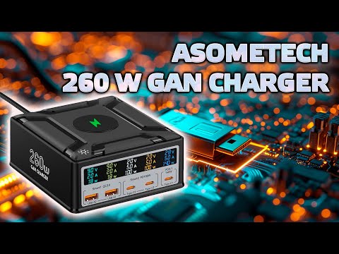 Видео: Asometech 868D - мощная многопортовая зарядная GaN станция на 260 Ватт с экраном