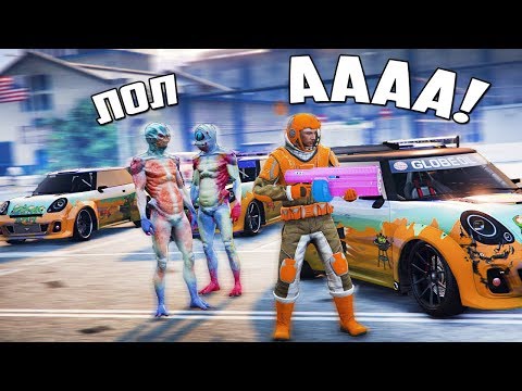 Видео: GTA 5 COPS & ROBBERS - Бегу с зоны 51 на новом мин и купере и от толпы инопланетян на тачках.