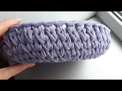 Видео: Плотный узор и быстрый способ связать Корзинку из трикотажной пряжи.