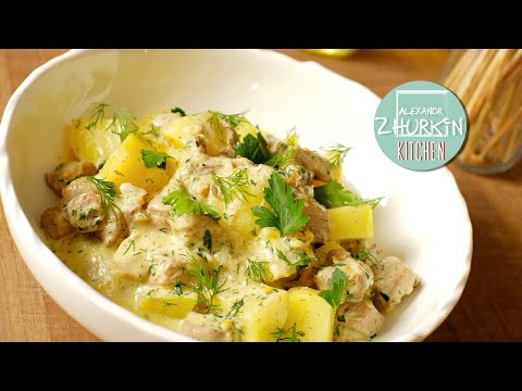 Видео: КАРТОШКА тушеная с ИНДЕЙКОЙ и ГРИБАМИ/Быстрый обед или ужин/Рецепт тушеного картофеля с мясом