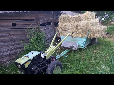Видео: Возим тюки сена мотоблоком  ZUBR 8 л.с.